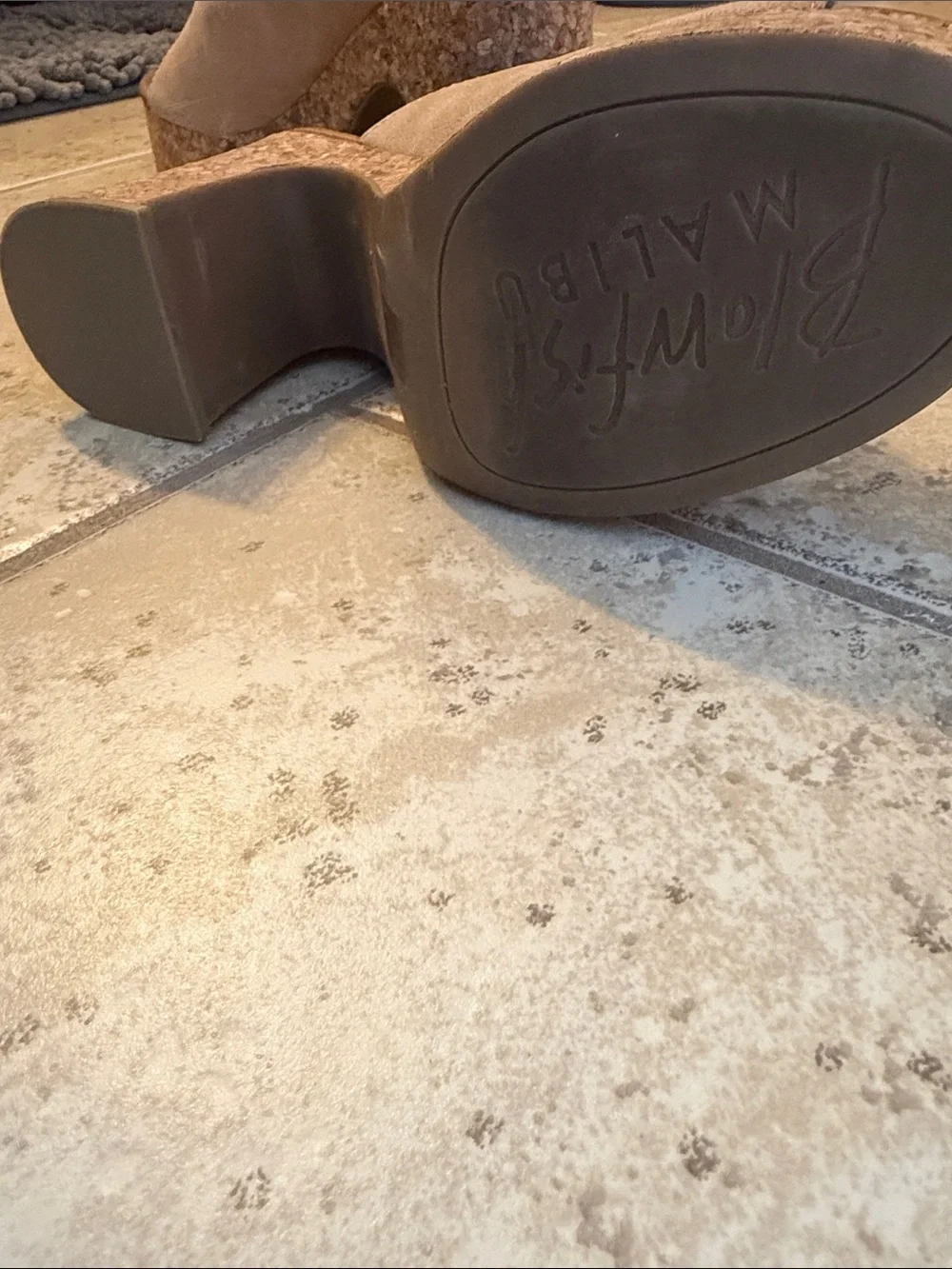 Blowfish Mauve-Taupe Suede Cork Platform Mules